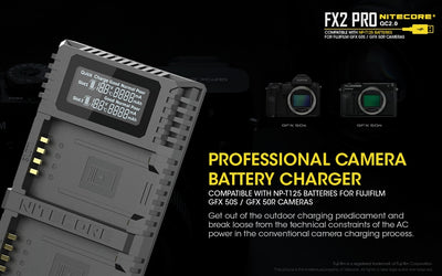 Nitecore FX2 Dual Slot PRO Charger for Fujifilm NP-T125 Battery