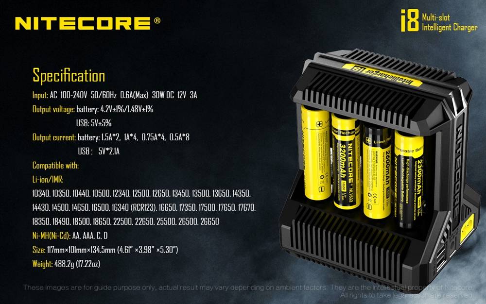 Nitecore i8 8 Slot Universal INTELLIGENT Charger for AA/AAA/18650 Battery