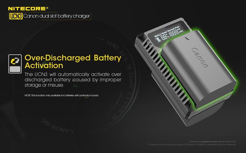 Nitecore UCN3 Dual Slot USB Charger for Canon LP-E6N Battery