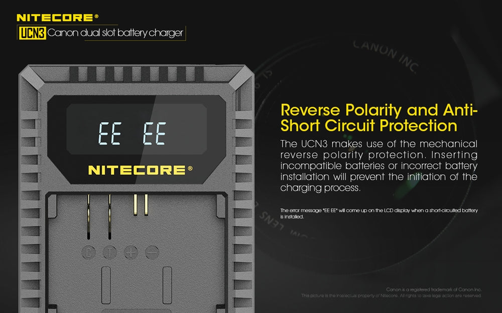 Nitecore UCN3 Dual Slot USB Charger for Canon LP-E6N Battery