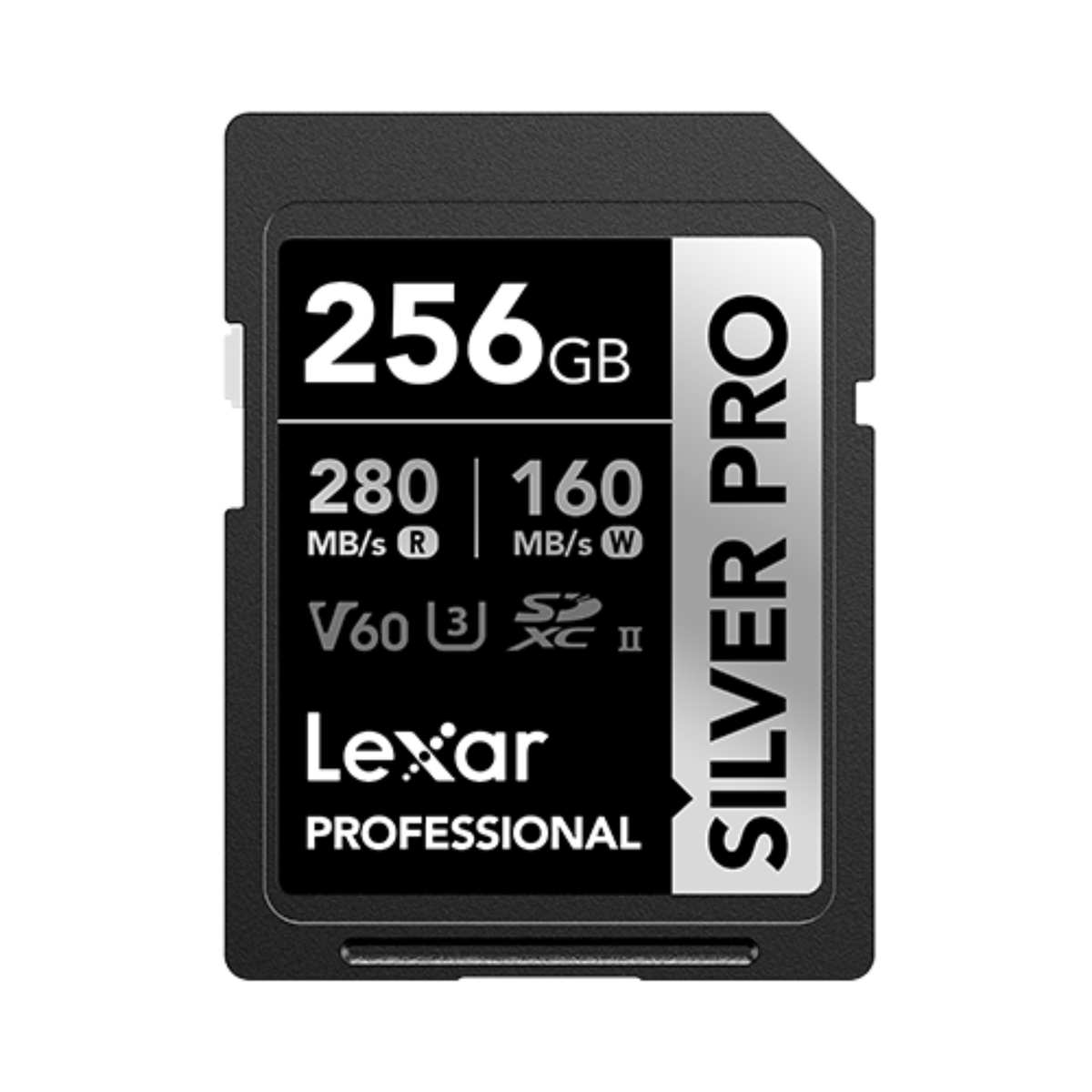 Lexar Professional Silver Pro 256GB SDXC UHS-II, U3, V60 SD Card, Up to 280MB/s Read, 160MB/s Write