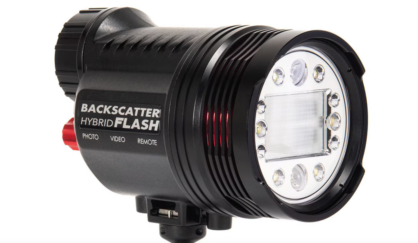 Backscatter Hybrid Flash Underwater Strobe & Video Light HF-1 (5000 Lumens,GN42)