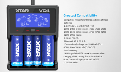 XTAR VC4 USB LCD Li-ion/Ni-MH Charger